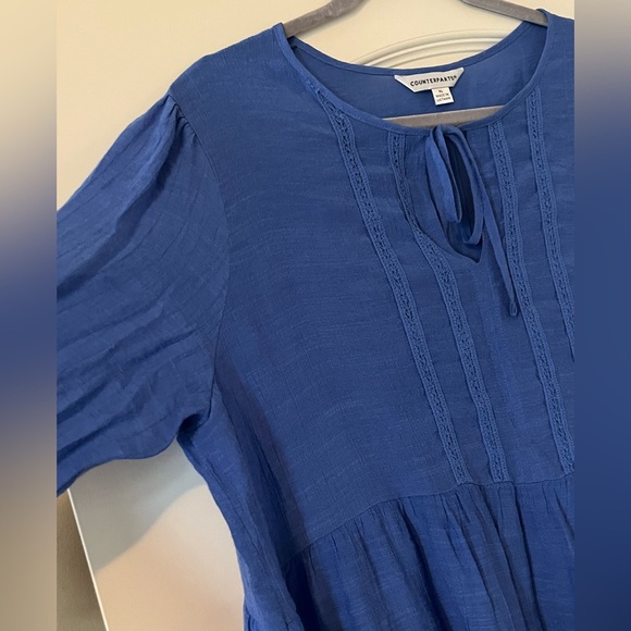 Counterparts Rich Blue Ruffle Sleeve Blouse Women’s Size XL - Picture 9 of 16